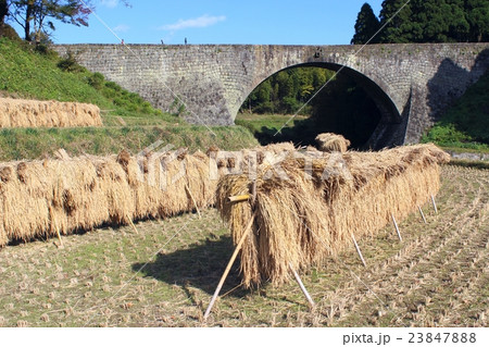 秋の田園風景と通潤橋 23847888