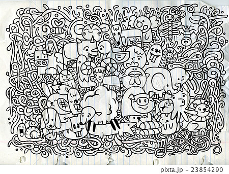 Farm Day Animals Doodle background Hand drawn 23854290