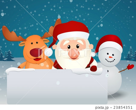 santa claus reindeer and snowman 23854351