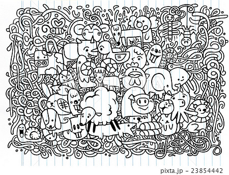 Farm Day Animals Doodle background Hand drawn 23854442