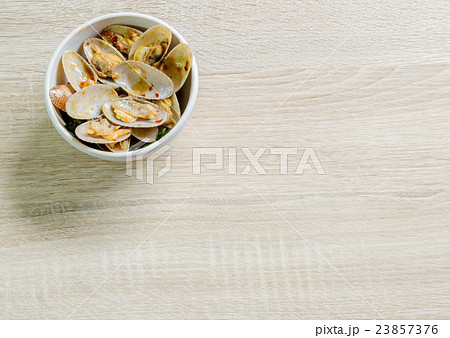 Stir fried clams with roasted chili paste Stir fried clams with roasted chili paste 23857376
