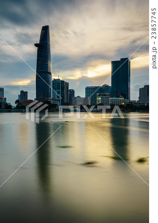 Downtown Saigon in sunset with long exposure 23857745