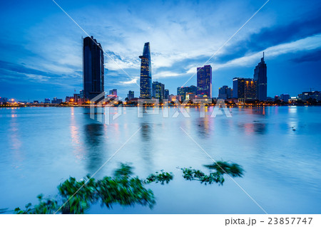Downtown Saigon in twilight, Vietnam Downtown Saigon in twilight, Vietnam 23857747