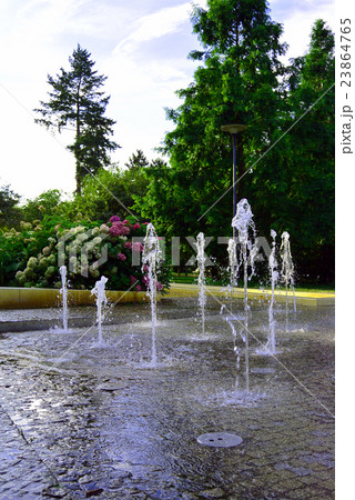 splashing dancing fountains in park. Podebrady 23864765