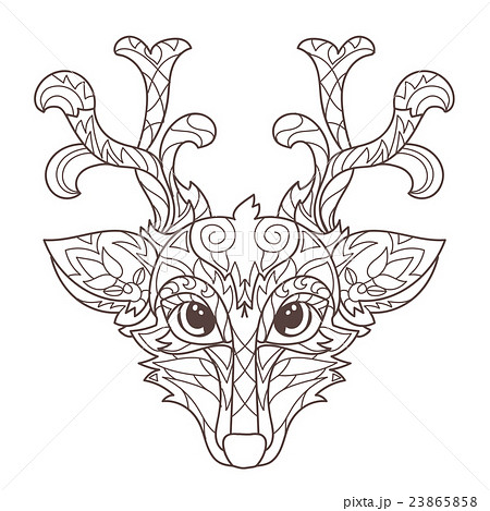 Hand drawn doodle outline deer head 23865858
