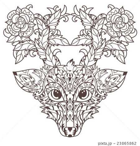 Hand drawn doodle outline deer head 23865862