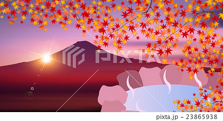 紅葉 富士山 風呂 背景 紅葉 富士山 風呂 背景 23865938