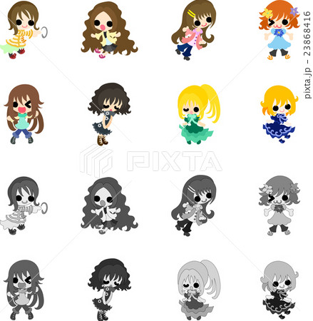 小さくて可愛い人々のアイコンのイラスト素材