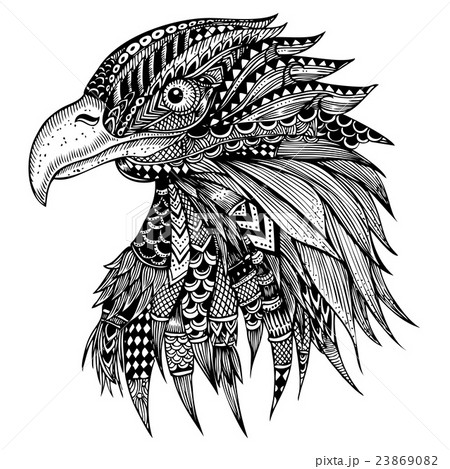 Hand drawn Eagle head zentangle stylizedのイラスト素材
