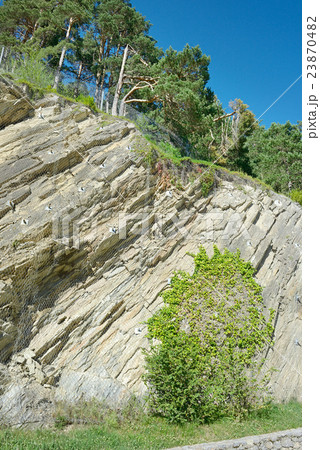 Safety net of rockfall in the mountains 23870482