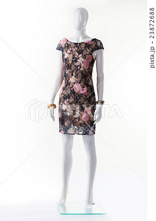 Floral evening dress on mannequin. Floral evening dress on mannequin. 23872688