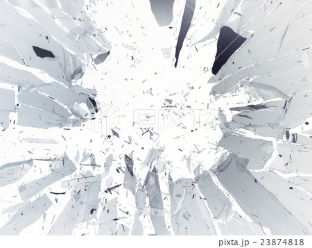 Destructed or shattered glass isolated on white 23874818
