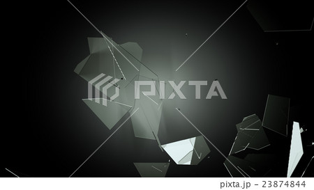 Many pieces of shattered glass on black 23874844