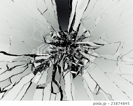 Many pieces of shattered glass on black background 23874845