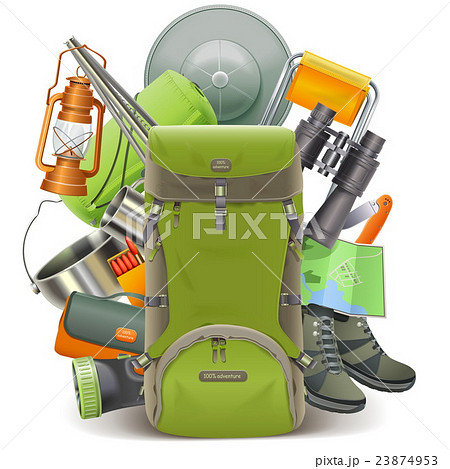 Vector Camping Concept with Haversack 23874953