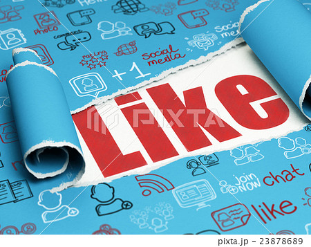 Social network concept: red text Like under the 23878689