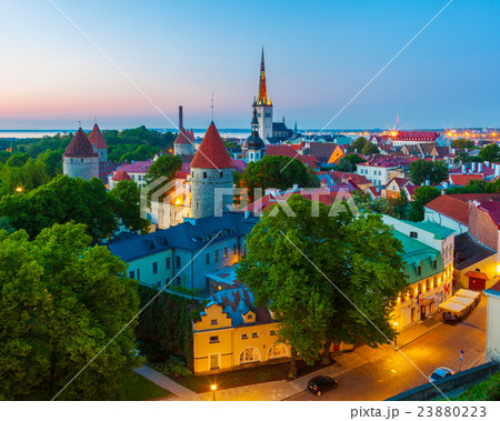 Cityscape of old town Tallinn at dusk, Estonia Cityscape of old town Tallinn at dusk, Estonia 23880223