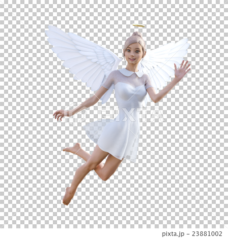 Cute angel waving hand perming3DCG Illustration material 23881002