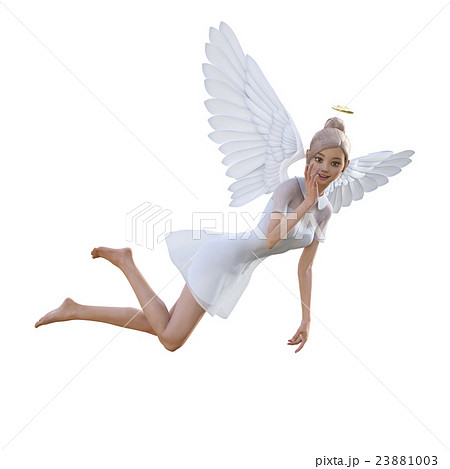 空を飛ぶ可愛い天使 Perming3dcgイラスト素材のイラスト素材 23881003