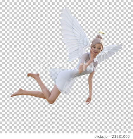 空を飛ぶ可愛い天使　perming3DCGイラスト素材 23881003