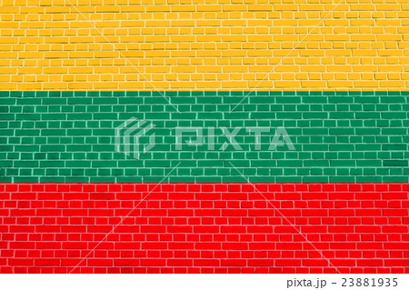 Flag of Lithuania on brick wall texture background Flag of Lithuania on brick wall texture background 23881935