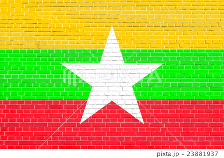 Flag of Myanmar on brick wall texture background 23881937