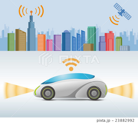 自動運転コンセプトカーと都市 23882992