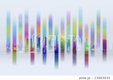 カラフルな帯と都市の背景　アブストラクト 23883630