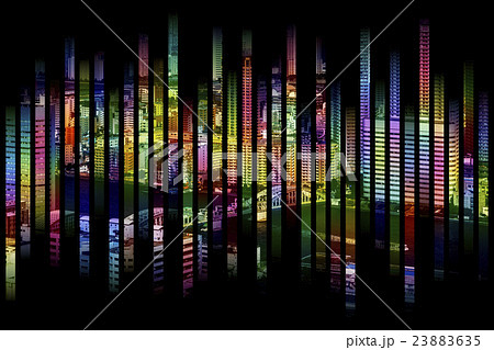 カラフルな帯と都市の背景　アブストラクト 23883635