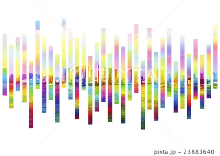 カラフルな帯と都市の背景　アブストラクト 23883640