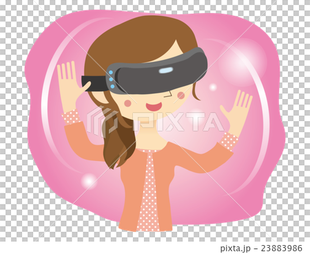 VR体験をしている女性 23883986