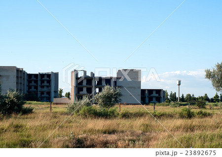 Completely destroyed brick building 23892675