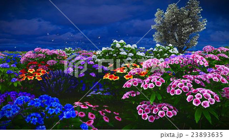 Summer wildflowers on meadow 3d rendering Summer wildflowers on meadow 3d rendering 23893635