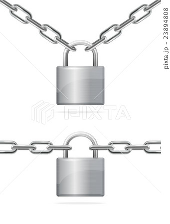 Metal Chain and Padlock. Vector 23894808