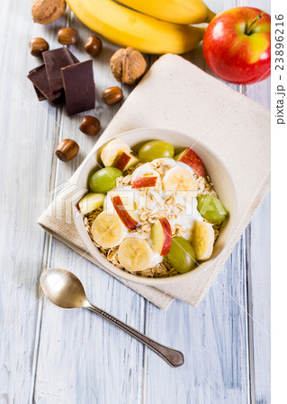 Bowl of fresh fruit. Healthy breakfast. Bowl of fresh fruit. Healthy breakfast. 23896216