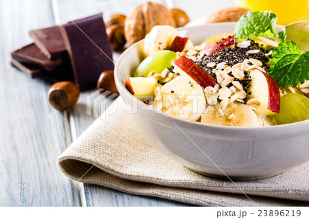 Bowl of fresh fruit. Healthy breakfast. Bowl of fresh fruit. Healthy breakfast. 23896219
