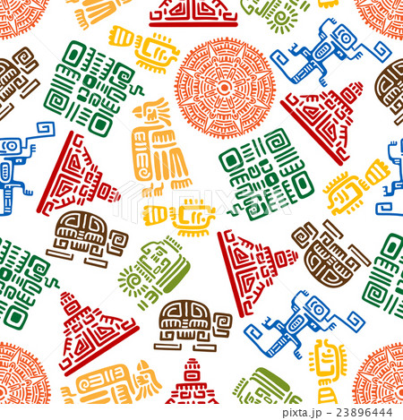 Seamless pattern of mayan and aztec ornament 23896444