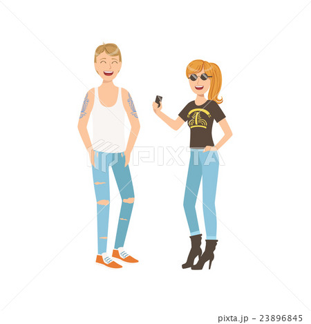 Rock-n-Roll StyleTatooed Trendy Couple Rock-n-Roll StyleTatooed Trendy Couple 23896845