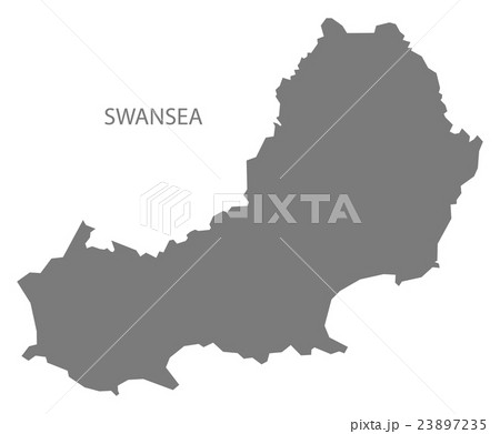 Swansea Wales Map grey 23897235