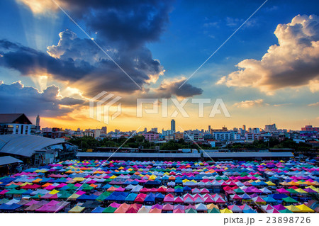 Aerial view popular Night market Aerial view popular Night market 23898726