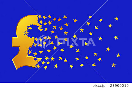 Pound Sterling Sign Falling Apart To Gold Stars 23900016