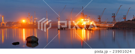 Tanker in the port. Harbor at night Tanker in the port. Harbor at night 23901024