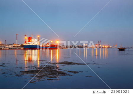 Tanker in the port. Harbor at night Tanker in the port. Harbor at night 23901025