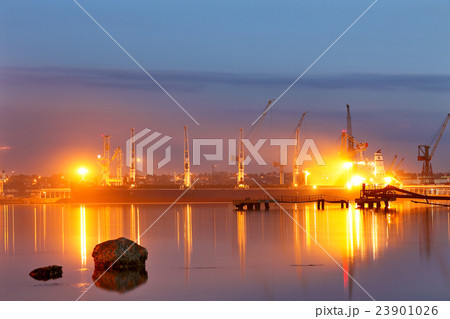 Tanker in the port. Harbor at night 23901026
