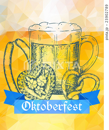 Oktoberfest vector illustration. Beer mug, pretzel Oktoberfest vector illustration. Beer mug, pretzel 23902789