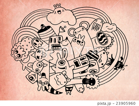 Hand drawn Crazy doodle Monster City,drawing style 23905960