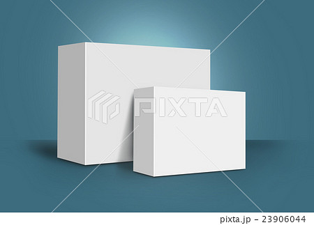 Two 3D White Boxes on Ground 23906044