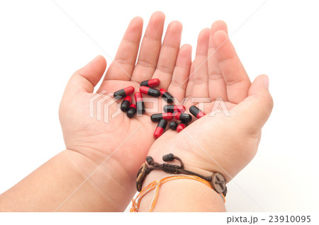Pills on fat women hand Pills on fat women hand 23910095