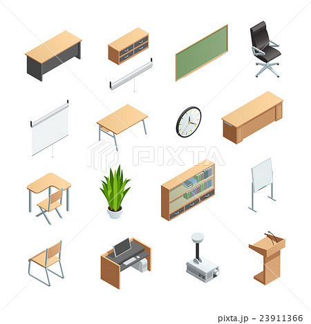 Classroom Interior Elements Icons Set 23911366