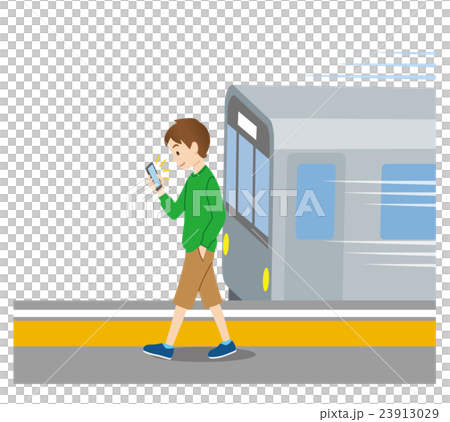 歩きながらスマホを見る男性　歩きスマホ 23913029